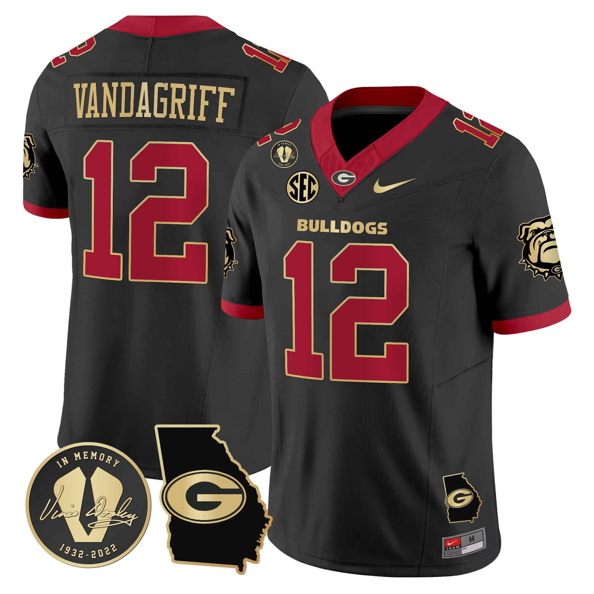 Men Georgia Bulldogs #12 Vandagriff Black 2024 Nike Vapor NCAA Jersey style 1